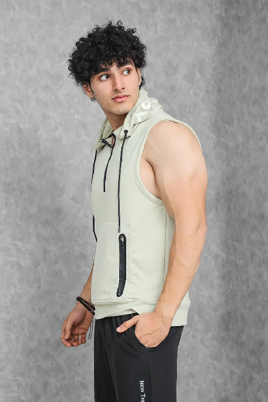 Athletic Training Sleeveless Hoodie- Stone Grey Vacation Vacation