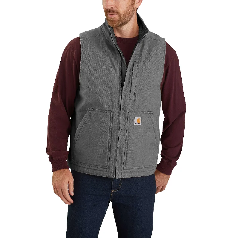 Loose Fit Washed Duck Sherpa-Lined Mock-Neck Vest Polished Men's Satin Polished Men's Satin