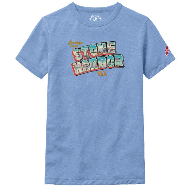 Kids Stone Harbor Postcard Tee - Heather Power Blue British Gentleman Style British Gentleman Style