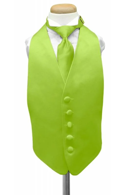 Lime Luxury Satin Kids Tuxedo Vest Refined Men's Classic  Refined Men's Classic 