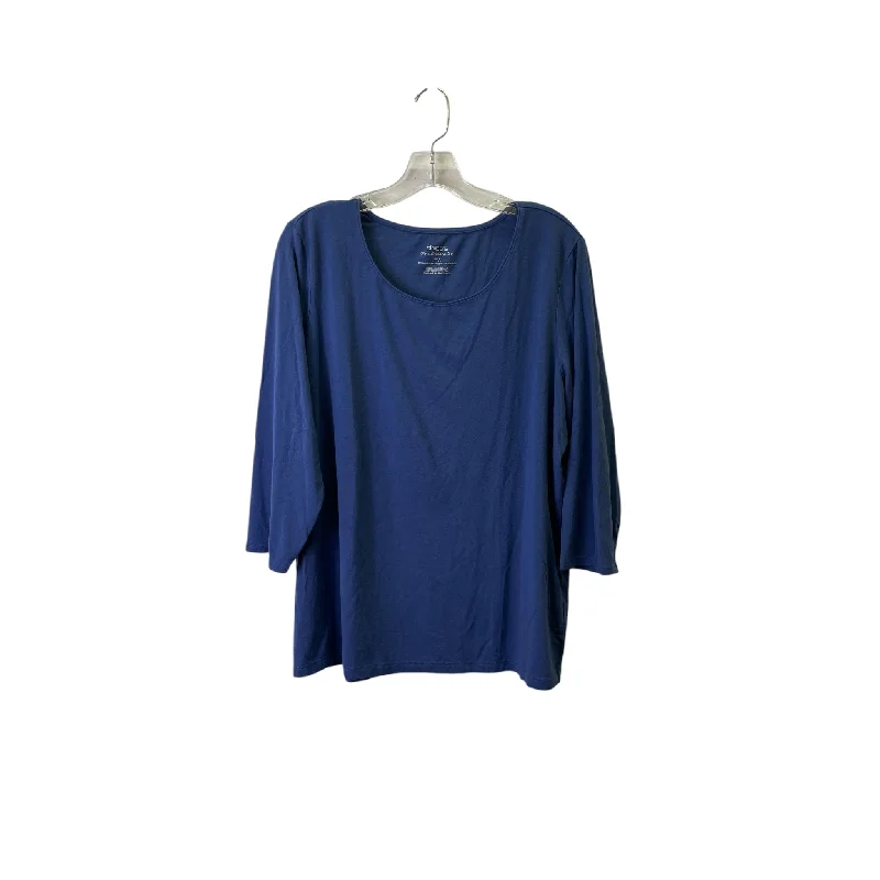 Top 3/4 Sleeve Basic By Chicos In Blue, Size:Xl Laid