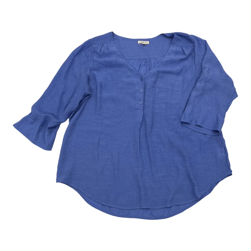 Top 3/4 Sleeve By Clothes Mentor In Blue, Size:2X Laid