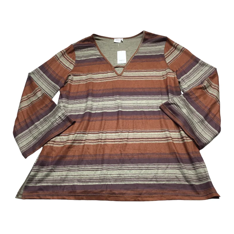 Top Long Sleeve By Suzanne Betro In Striped Pattern, Size: 1x Sophisticated Men's French