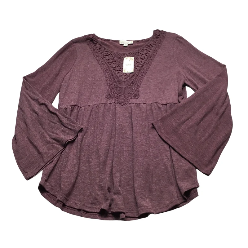 Top Long Sleeve By Suzanne Betro In Purple, Size: 1x Laid