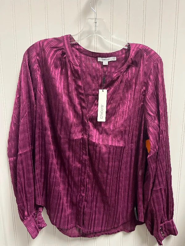 Top Long Sleeve By Chicos In Purple, Size: M Gym