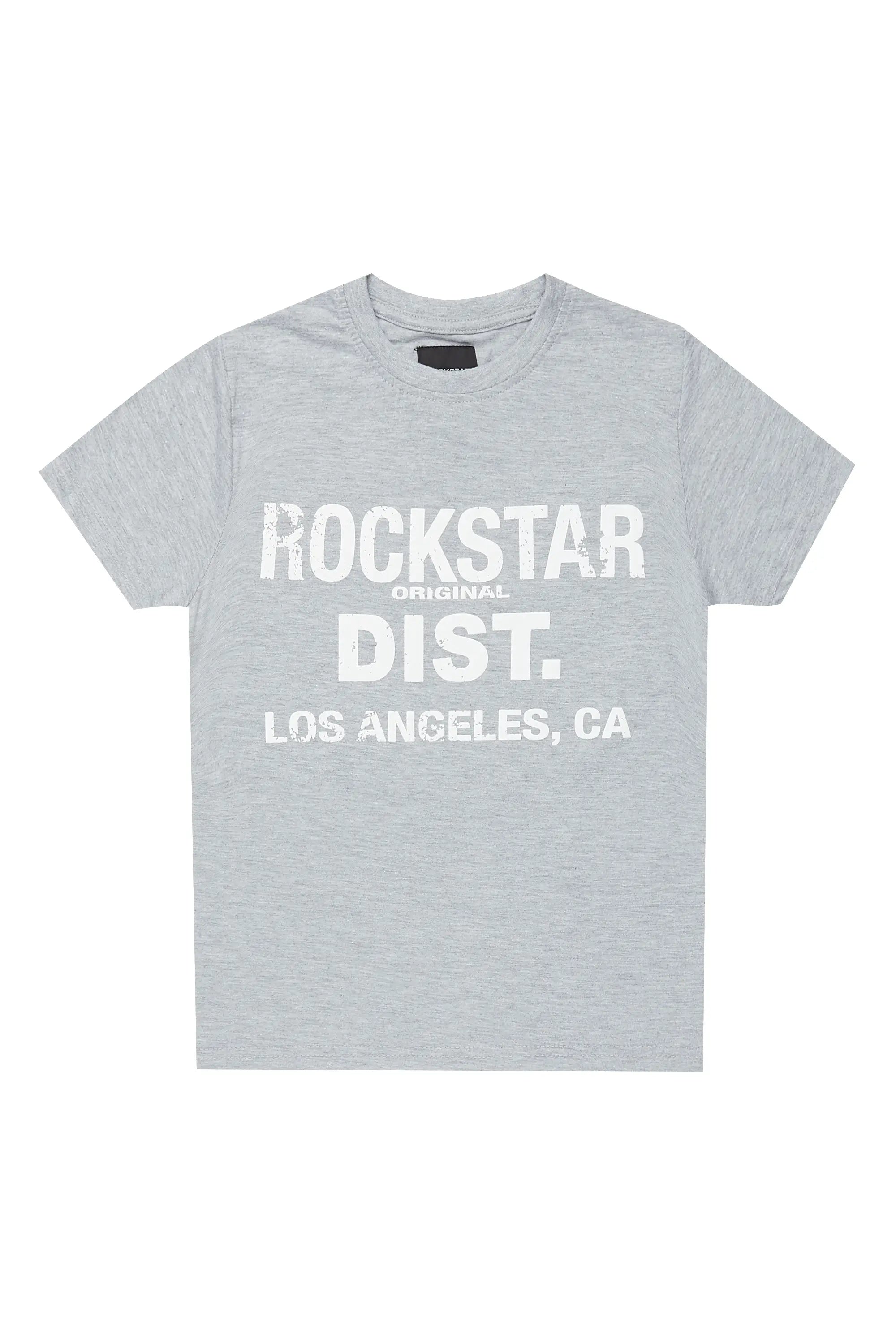 Boys Koen Grey Graphic T-Shirt Cool Men's Distressed