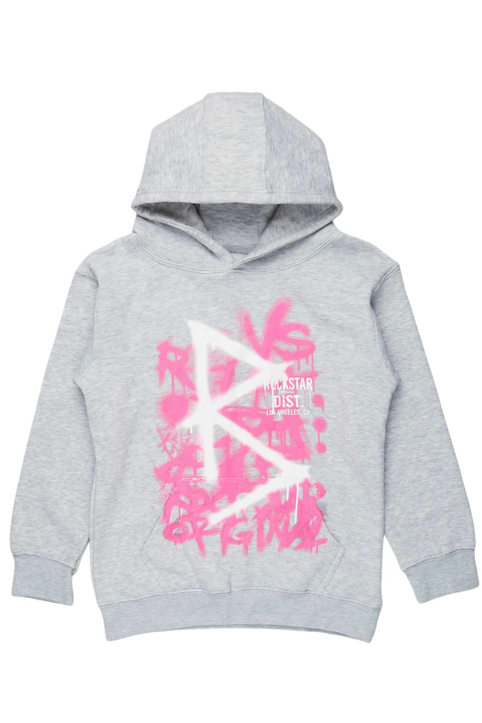 Girls Nahomy Grey Graphic Hoodie Gym