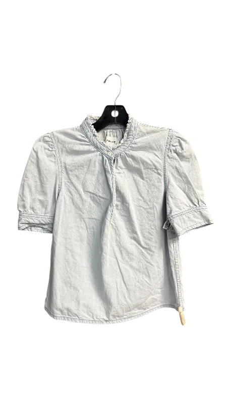 Top Short Sleeve By Frame In Blue Denim, Size: Xsp Luxurious Men's High