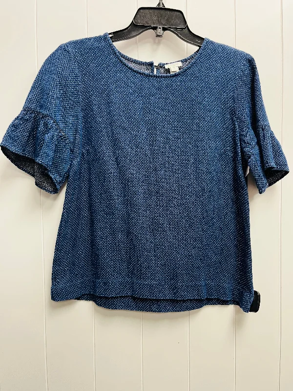 Top Short Sleeve By J. Crew In Blue & White, Size: S Adventure