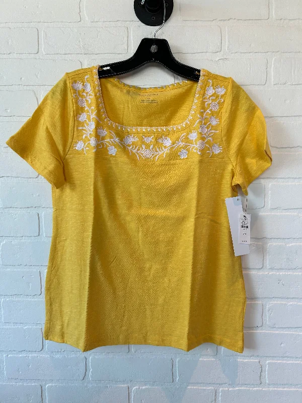 Yellow Top Short Sleeve Basic Talbots, Size M Luxurious Men's High