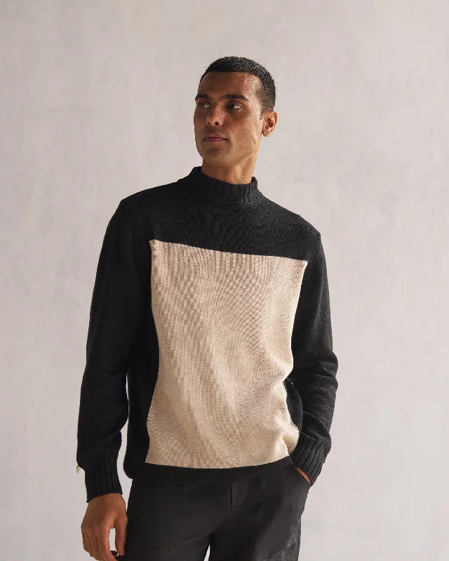 Boxed Sweater - Black Sleek Men's Contemporary 