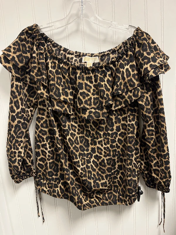 Top Long Sleeve By Michael By Michael Kors In Animal Print, Size: L Artistic Men's Avant