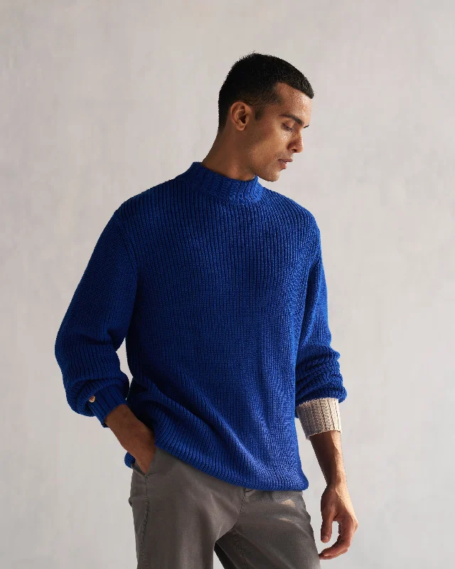 Coast Crew-Neck Sweater - Blue Sporty Men's Athleisure 