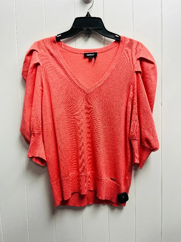 Top Short Sleeve By Dkny In Coral, Size: L Beach