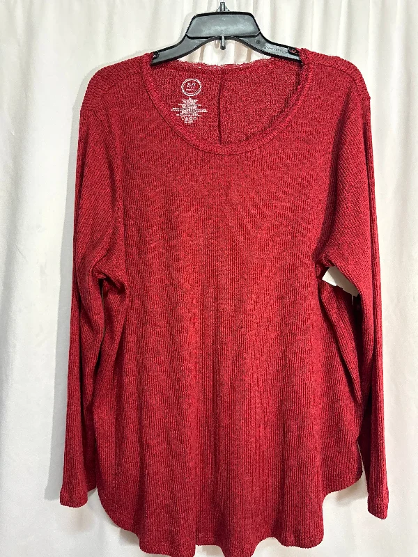 Top Long Sleeve By Maurices In Red, Size: 2x Casual Men's Japanese 