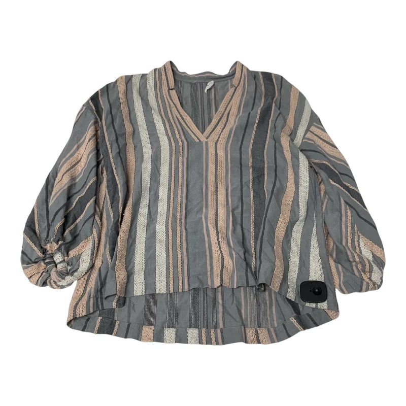 Top Long Sleeve By Lou And Grey In Grey & Pink, Size: Xs Cool Men's Distressed