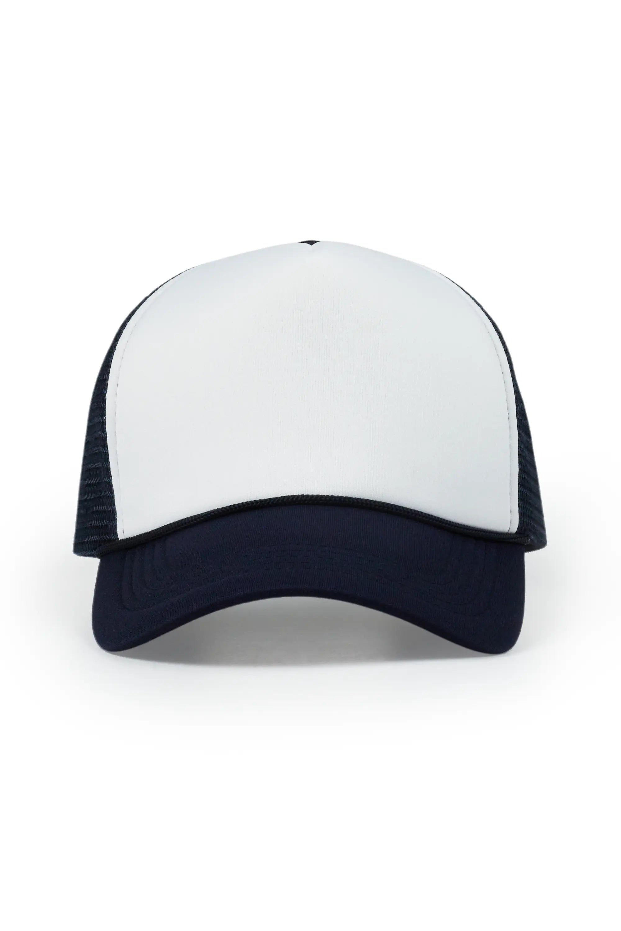 Mens White/Navy Basic Trucker Hat Casual Men's Loose