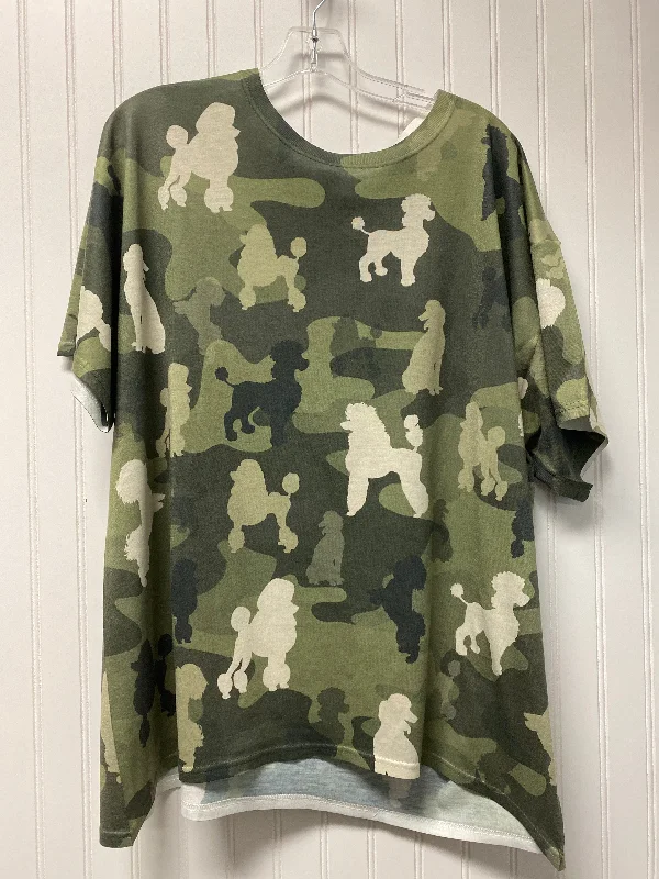 Camouflage Print Top Short Sleeve Jerzees, Size Xl Sleek Men's Contemporary 