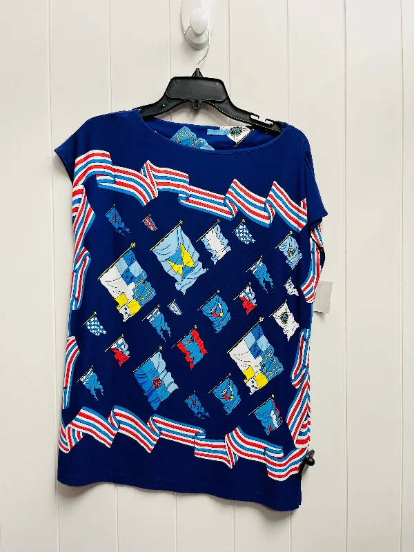 Top Short Sleeve By J Mclaughlin In Blue & Red, Size: M Tailored