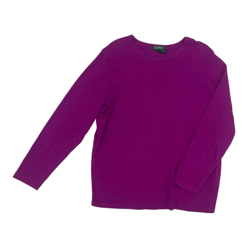 Top Ls Basic By Lauren By Ralph Lauren In Purple, Size:2X Athletic Men's High