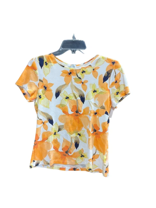 Orange & Yellow Top Short Sleeve Croft And Barrow, Size S Laid