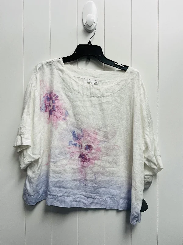 Purple & White Top Short Sleeve Pure Jill, Size S Artistic Men's Hand