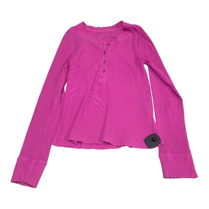 Top Long Sleeve Basic By Aerie In Pink, Size: L Monochromatic Office Style