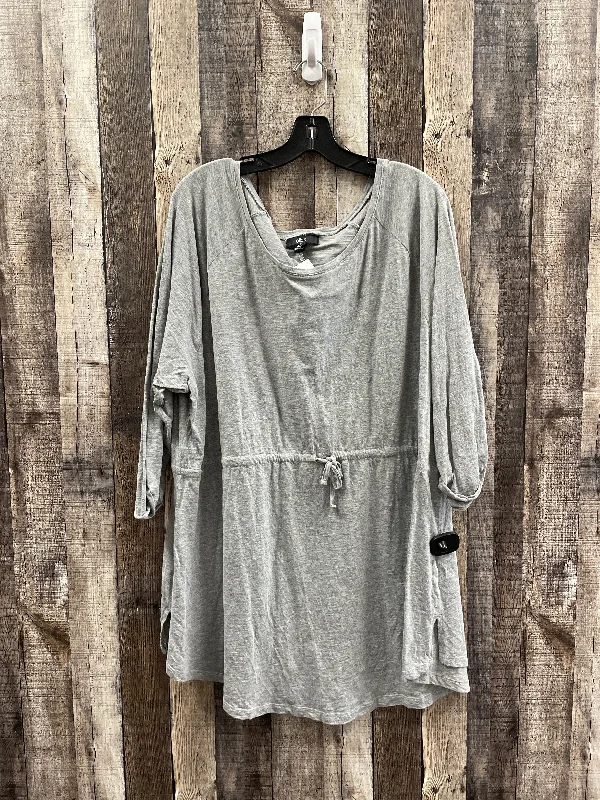 Tunic 3/4 Sleeve By Ellos In Grey, Size: 2x Trendy Men's Bucket