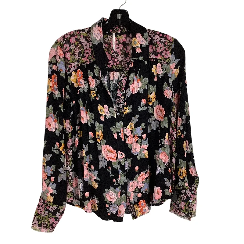 Top Long Sleeve By Free People In Floral Print, Size: M Polished Men's Silk