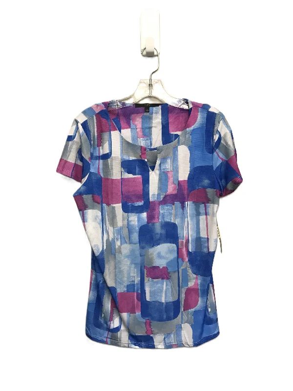 Blue & Pink Top Short Sleeve By Alex Marie, Size: M Gym