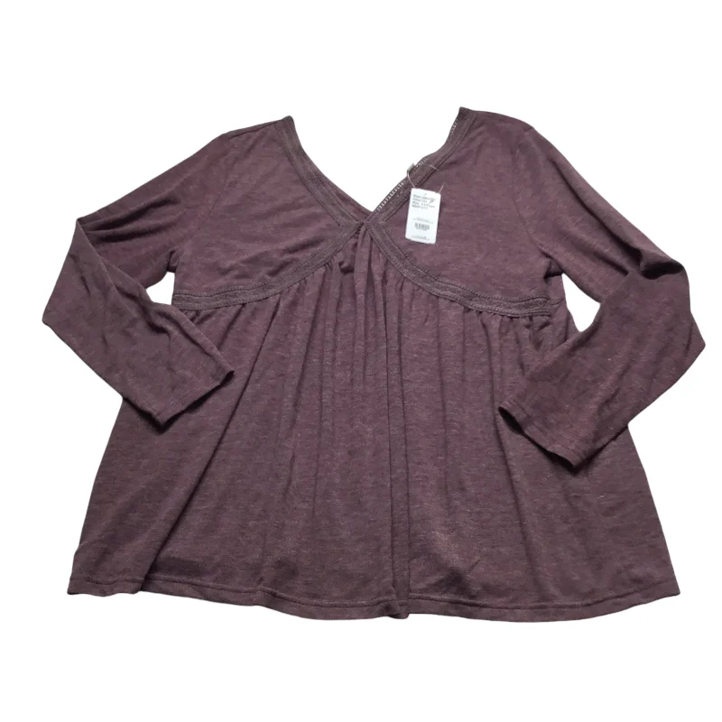 Top Long Sleeve By Suzanne Betro In Purple, Size: 2x Casual Men's Japanese 