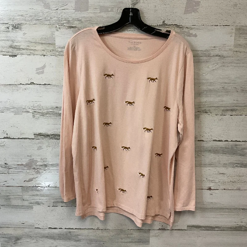 Top Long Sleeve By Talbots In Peach, Size: 2x Beach