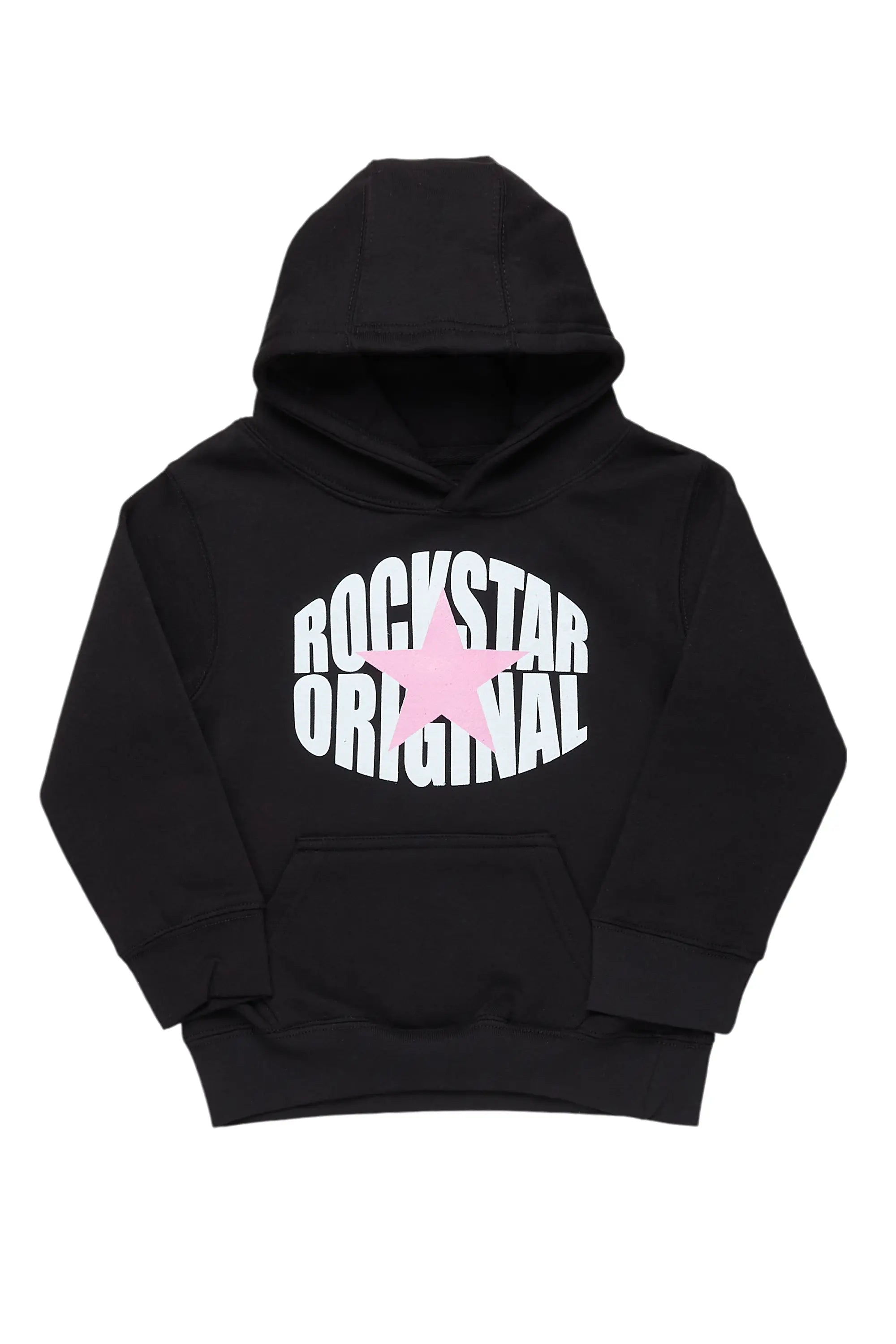 Girls Mia Black Graphic Hoodie Laid