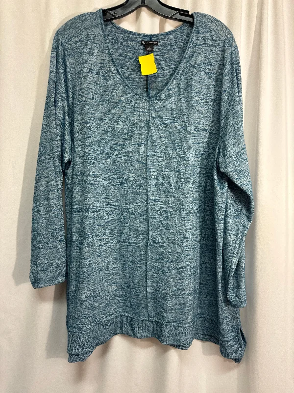 Top Long Sleeve By New Directions In Blue, Size: 1x Adventure