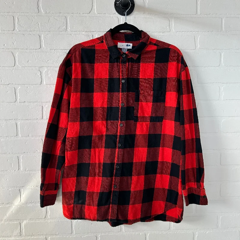 Top Long Sleeve By Old Navy In Black & Red, Size: L Trendy Men's Scandinavian