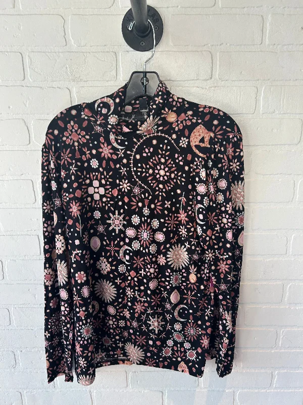 Top Long Sleeve By Ann Taylor In Black & Pink, Size: Xl Tailored