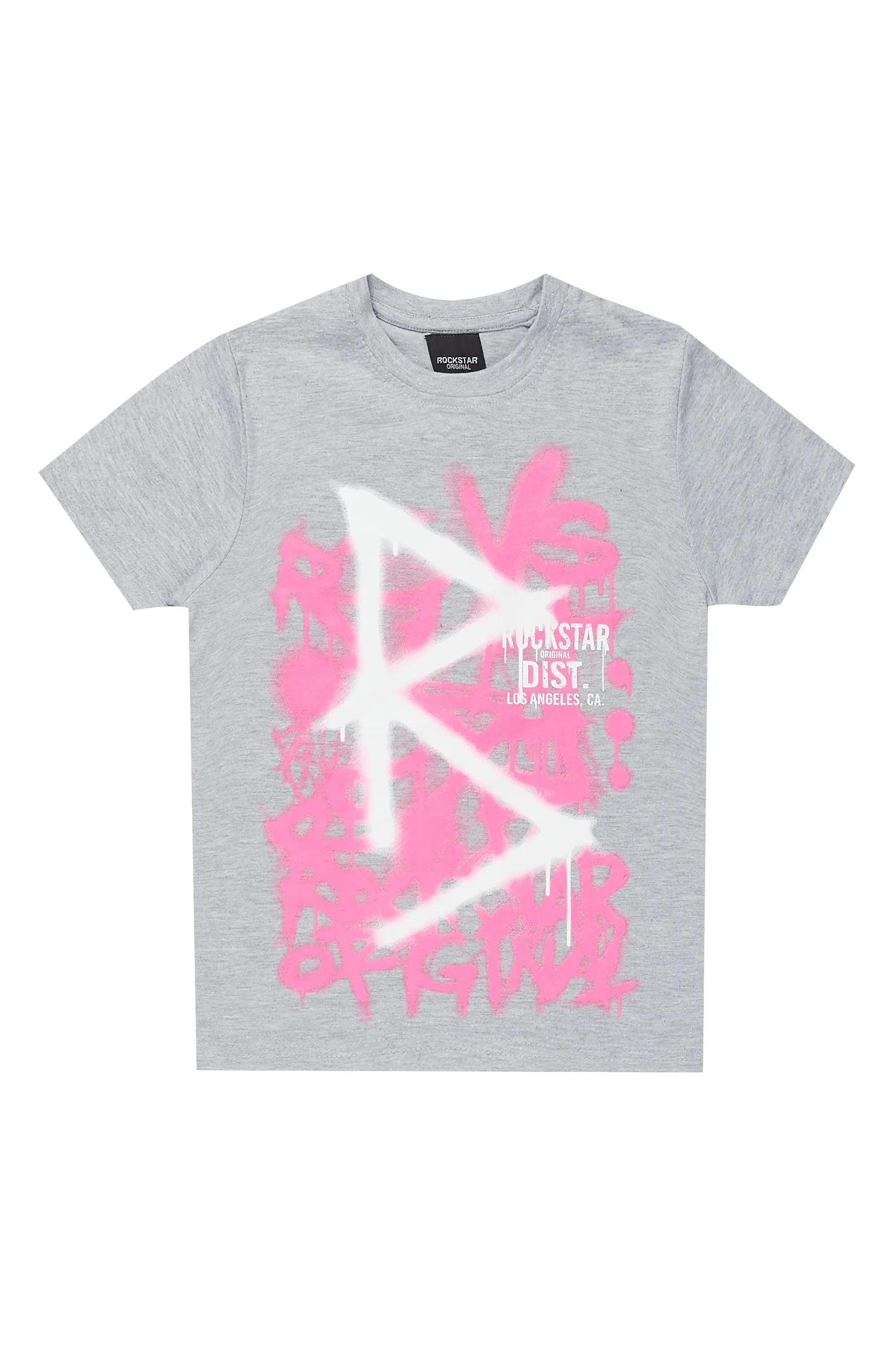 Girls Nahomy Grey Graphic T-Shirt British Gentleman Style