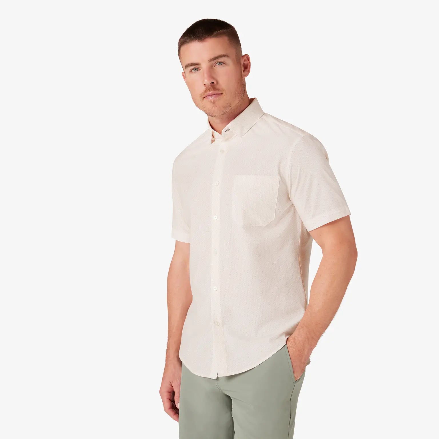 SS PERFORMANCE BUTTON UP - PEACHY Sleek Men's Metallic