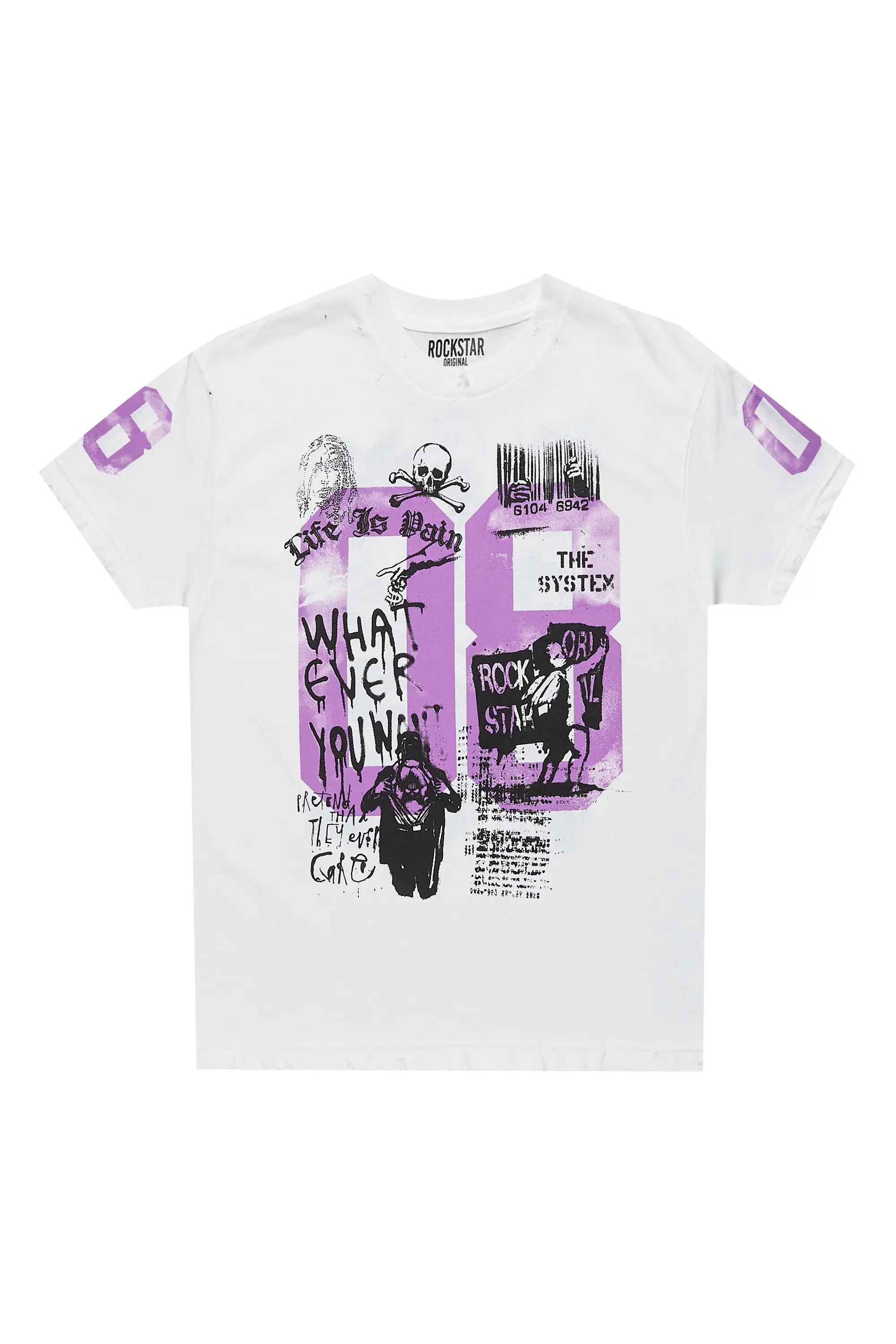 Boys Beau White/Purple Graphic T-Shirt Dapper Men's Bow