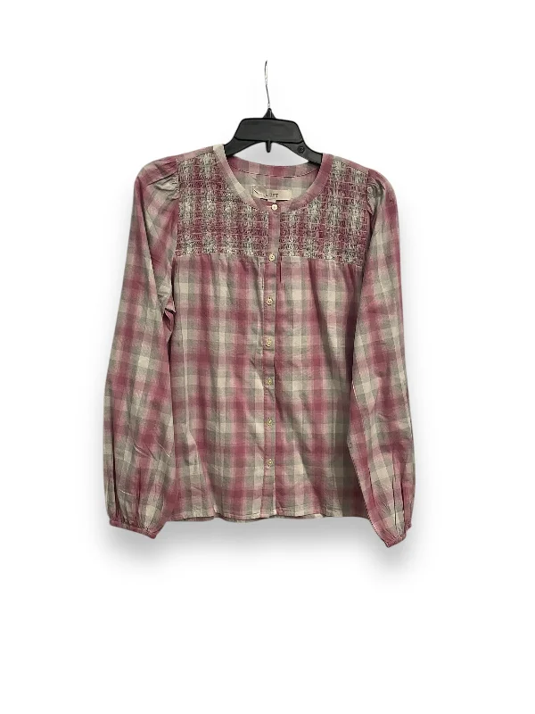 Top Long Sleeve By Loft In Plaid Pattern, Size: S Trendy Men's Bucket