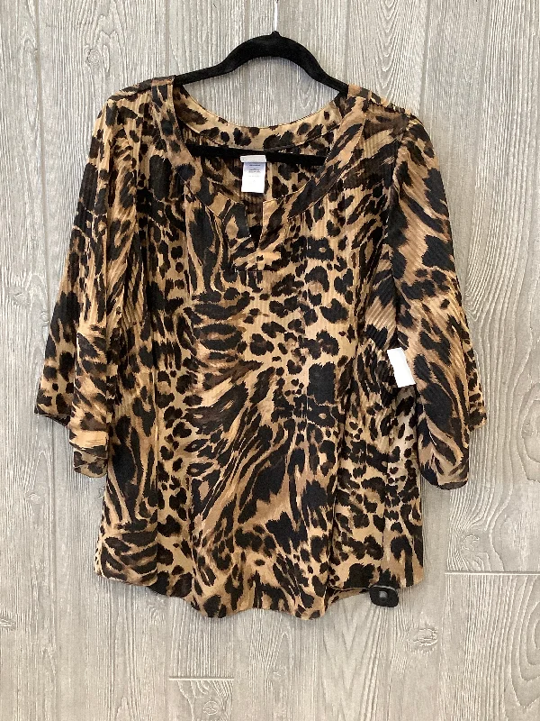 Top 3/4 Sleeve By Clothes Mentor In Animal Print, Size: 1x Practical Men's Multi