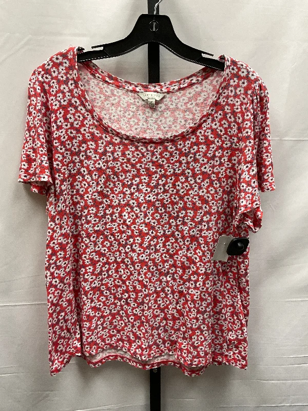 Floral Print Top Short Sleeve Lucky Brand, Size L Monochromatic Office Style