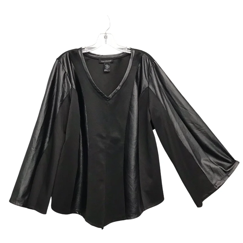 Top Ls By Ashley Stewart In Black, Size:3X Business