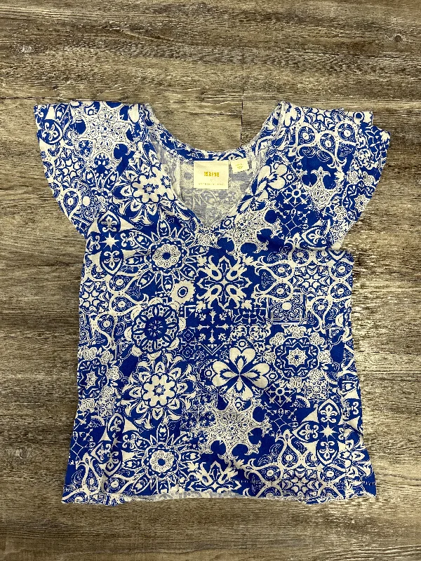 Top Short Sleeve By Maeve In Blue & White, Size: S Elegant Men's Formal 