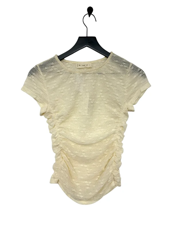 Top Short Sleeve By By Together In Cream, Size: S Sleek Men's Metallic