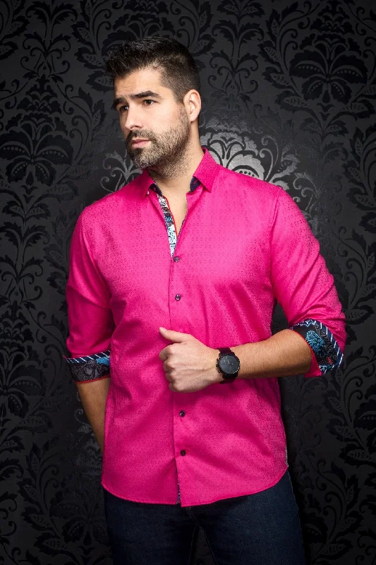 AU NOIR | Long Sleeve Shirt | Adjani Fuschia Relaxed Men's Beach