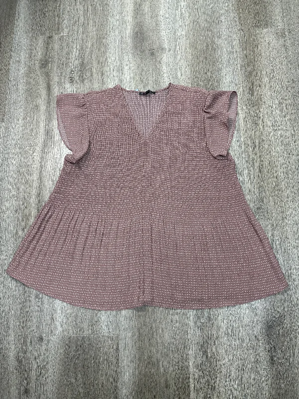 Top Short Sleeve By Adrianna Papell In Mauve, Size: L Laid