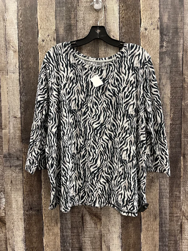 Top 3/4 Sleeve By Hannah In Zebra Print, Size: 2x Hip Men's Urban