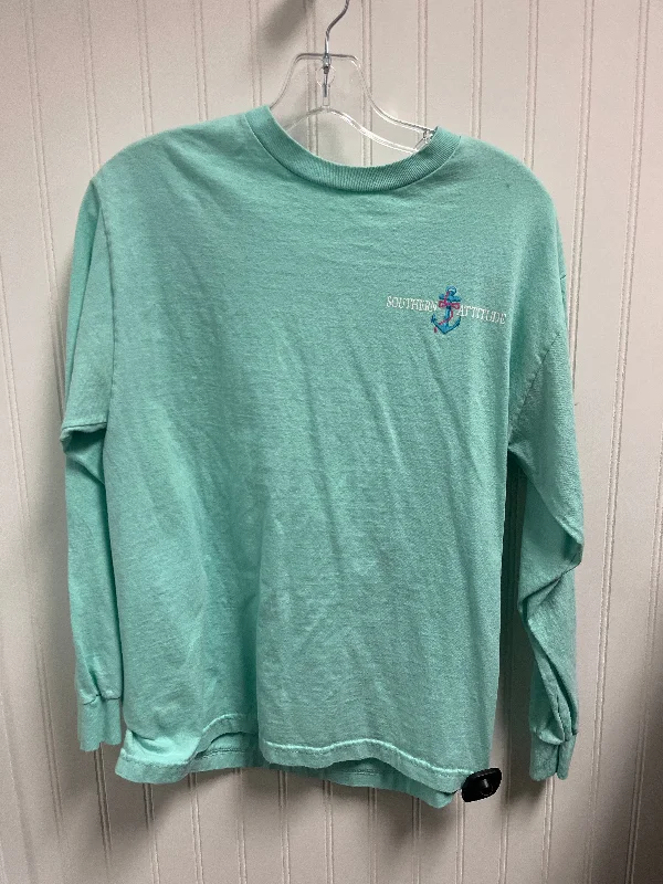 Top Long Sleeve By Clothes Mentor In Teal, Size: M Beach