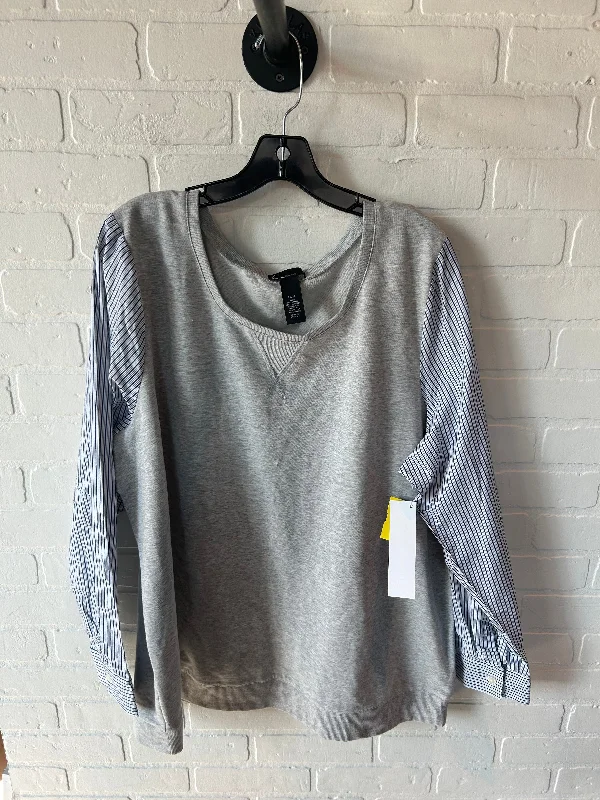 Top Long Sleeve By Lane Bryant In Grey, Size: 3x Unique Men's Upcycled